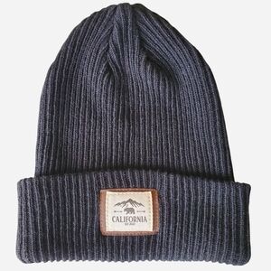 Black Ribbed Beanie with California Patch